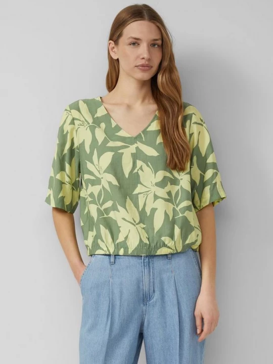Foto van product Gestructureerde blouse in O-vorm s.Oliver olijfgroen