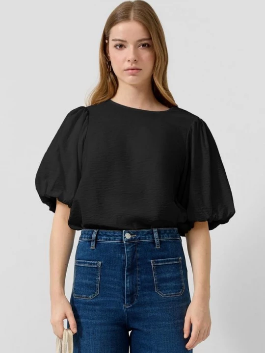 Foto van product Gestructureerde blouse met ballonmouwen QS zwart