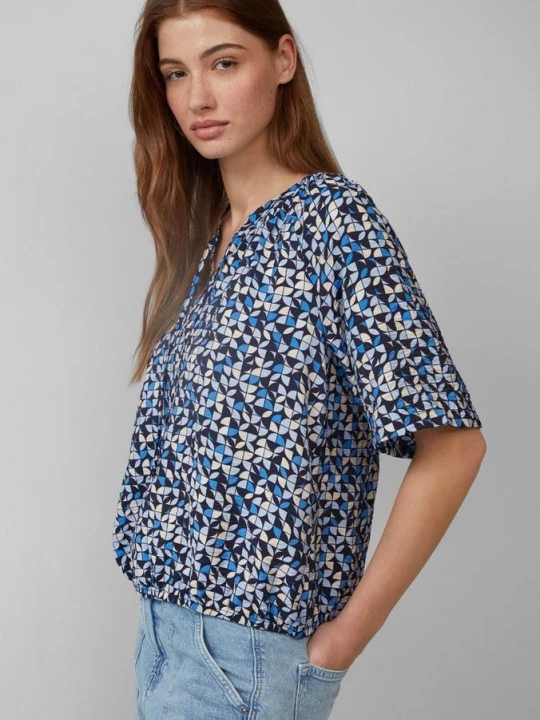 Foto van product Gestructureerde blouse met halve mouwen in een O-vorm s.Oliver blauw