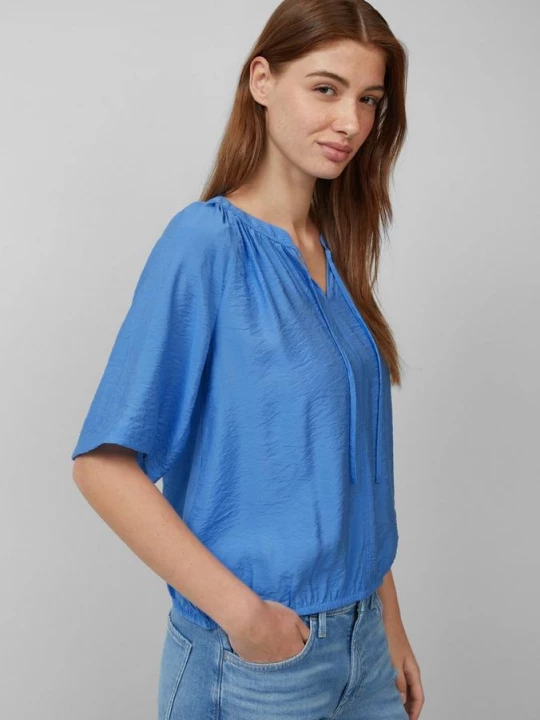 Foto van product Gestructureerde blouse met halve mouwen in een O-vorm s.Oliver blauw