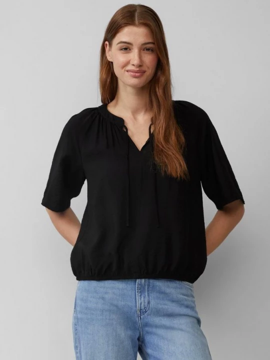Foto van product Gestructureerde blouse met halve mouwen in een O-vorm s.Oliver zwart
