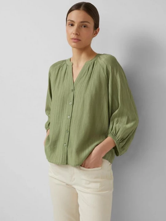 Foto van product Gestructureerde blouse met wijde mouwen s.Oliver olijfgroen