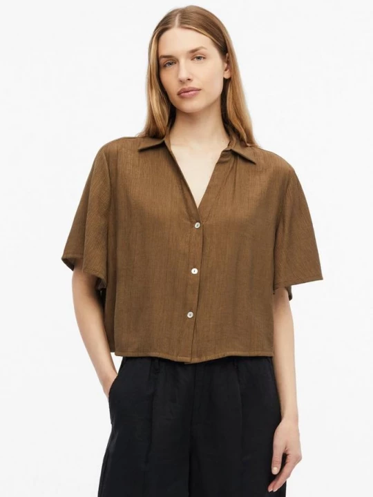 Foto van product Gestructureerde blouse van viscosemix in een boxy pasvorm s.Oliver bruin