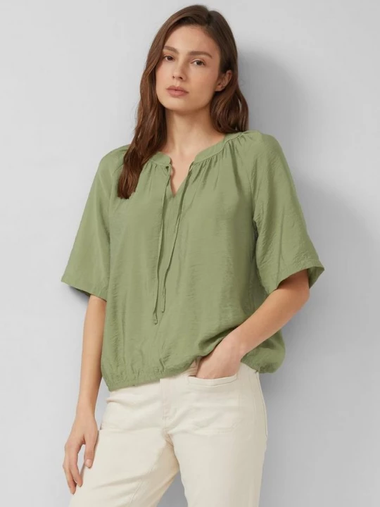 Foto van product Gestructureerde blouse van viscosemix in een O-vorm s.Oliver olijfgroen