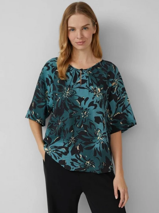 Foto van product Gestructureerde blouse van viscosemix met rimpels s.Oliver petrol