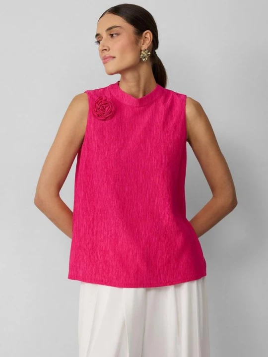 Foto van product Gestructureerde blousetop met afneembare broche s.Oliver roze
