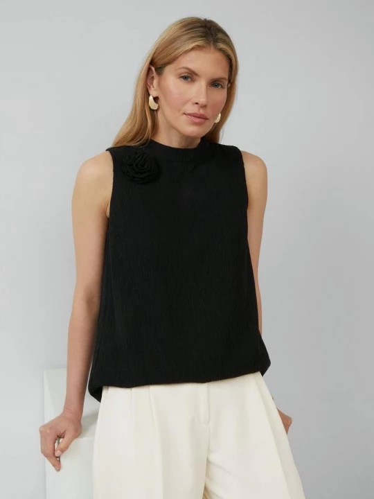Foto van product Gestructureerde blousetop met afneembare broche s.Oliver zwart