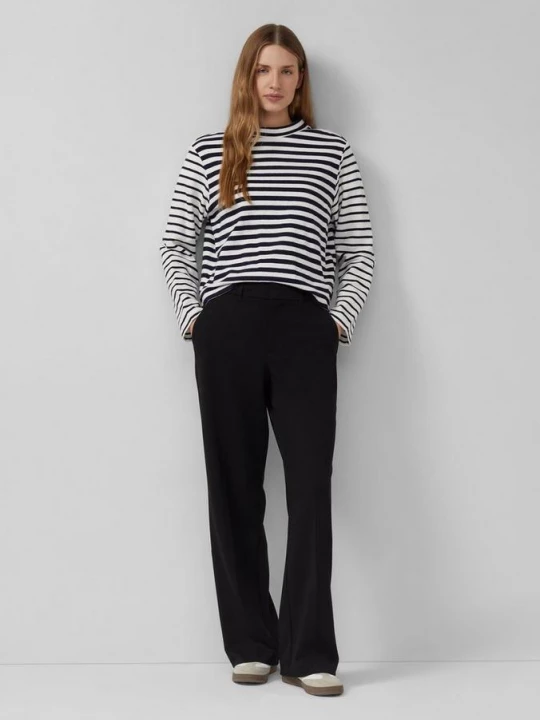 Foto van product Gestructureerde broek met wijde pijpen en een hoge tailleband s.Oliver zwart