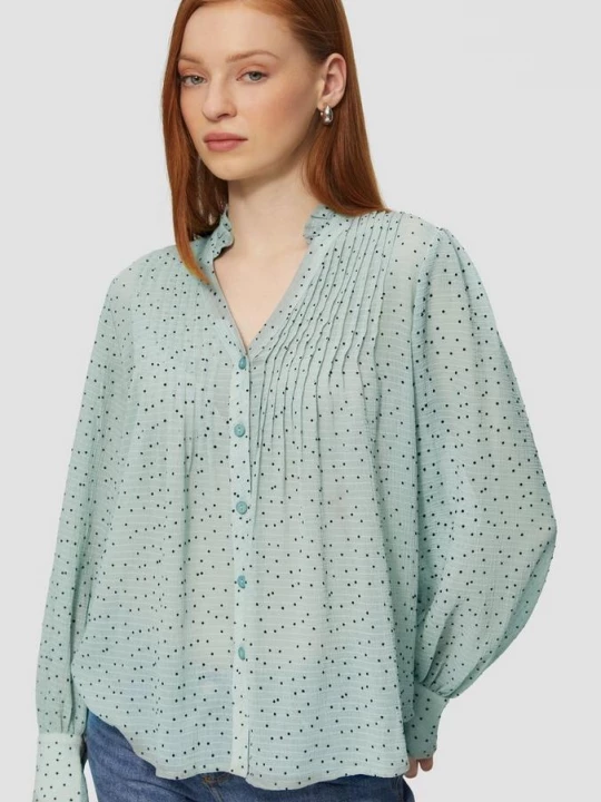 Foto van product Gestructureerde chiffon blouse met stippenmotief QS groen