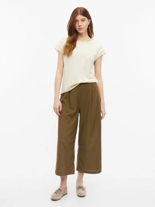 Foto van product Gestructureerde culottes met plooien en elastische tailleband s.Oliver bruin