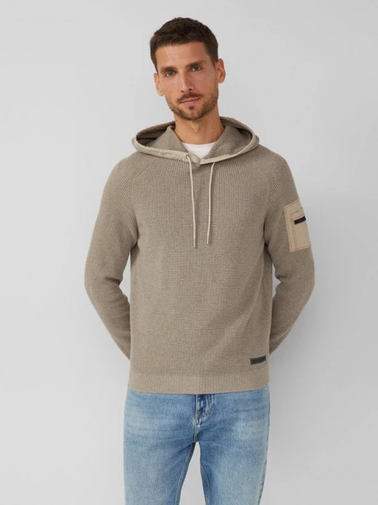 Foto van product Gestructureerde hoodie in een mix van materialen met mouwzak s.Oliver beżowy