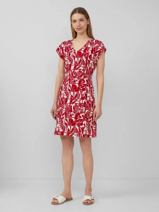Foto van product Gestructureerde jersey jurk met print all-over en riem s.Oliver rood