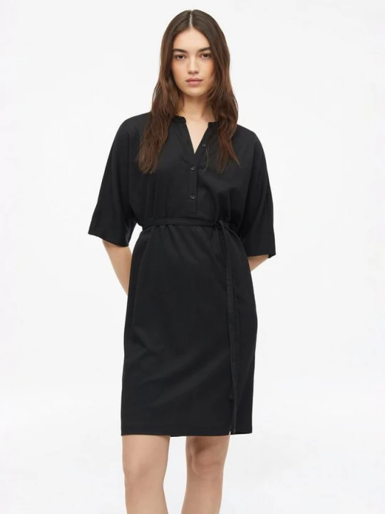 Foto van product Gestructureerde jersey jurk met riem en knoopsluiting s.Oliver zwart