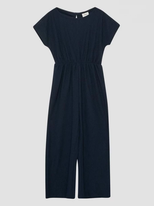 Foto van product Gestructureerde jumpsuit met wijde pijpen s.Oliver blauw