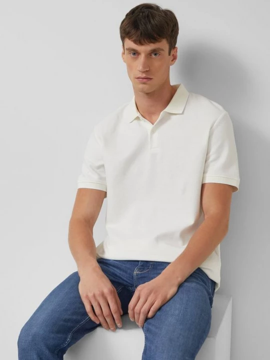 Foto van product Gestructureerde katoenen polo in tweekleurige look s.Oliver crème