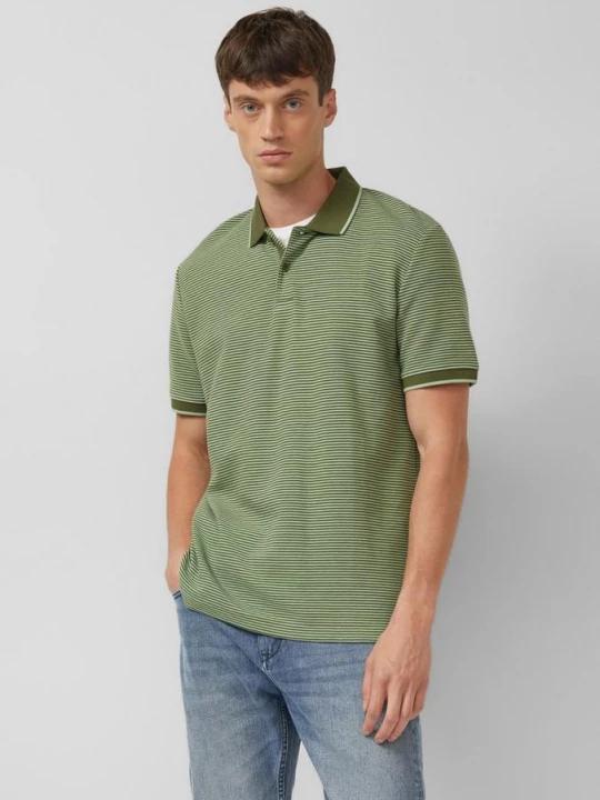 Foto van product Gestructureerde katoenen polo in tweekleurige look s.Oliver olijfgroen