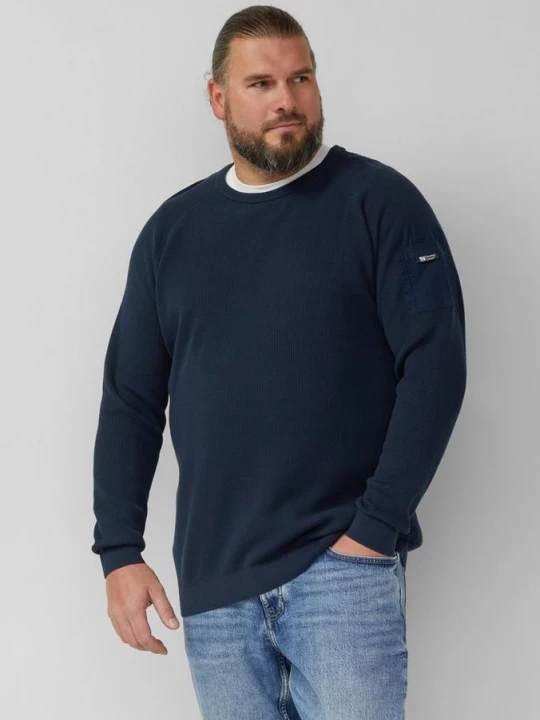 Foto van product Gestructureerde katoenen raglantrui met mouwzak s.Oliver blauw