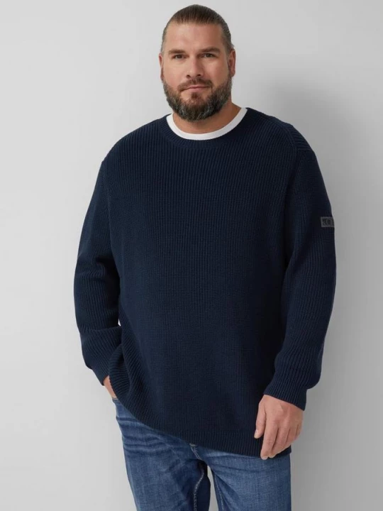 Foto van product Gestructureerde katoenen trui met label patch s.Oliver blauw
