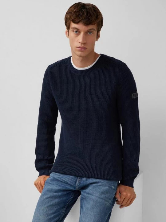 Foto van product Gestructureerde katoenen trui met label patch s.Oliver blauw