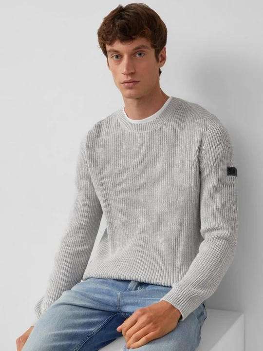 Foto van product Gestructureerde katoenen trui met label patch s.Oliver grijs
