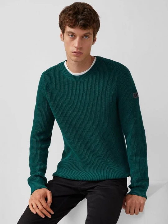 Foto van product Gestructureerde katoenen trui met label patch s.Oliver groen