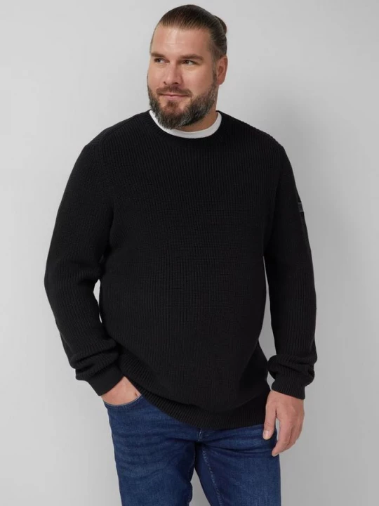 Foto van product Gestructureerde katoenen trui met label patch s.Oliver zwart