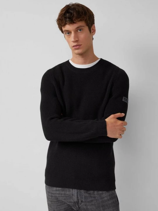 Foto van product Gestructureerde katoenen trui met label patch s.Oliver zwart