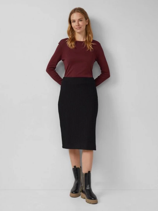 Foto van product Gestructureerde midirok met elastische tailleband en split s.Oliver zwart