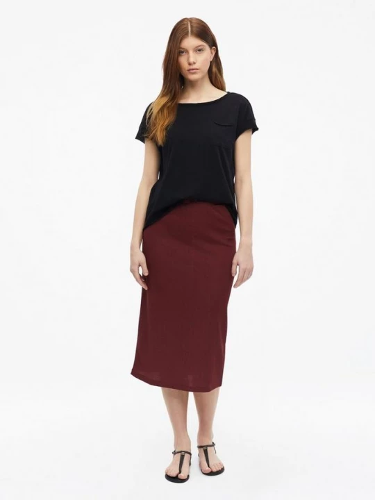 Foto van product Gestructureerde midirok met split en elastische tailleband s.Oliver rood