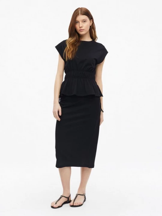 Foto van product Gestructureerde midirok met split en elastische tailleband s.Oliver zwart