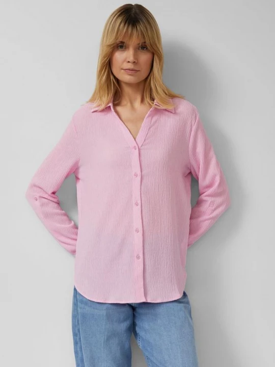 Foto van product Gestructureerde overhemdblouse met omslag s.Oliver roze