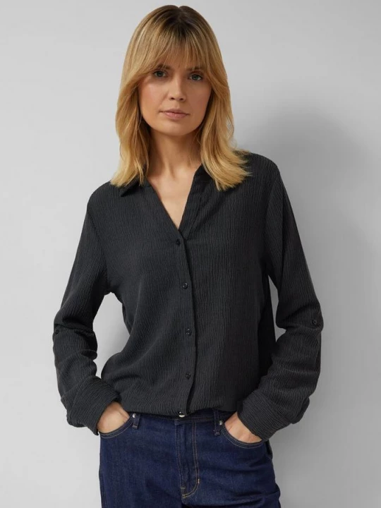 Foto van product Gestructureerde overhemdblouse met omslag s.Oliver zwart