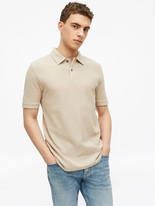 Foto van product Gestructureerde polo met zijsplitten s.Oliver beżowy