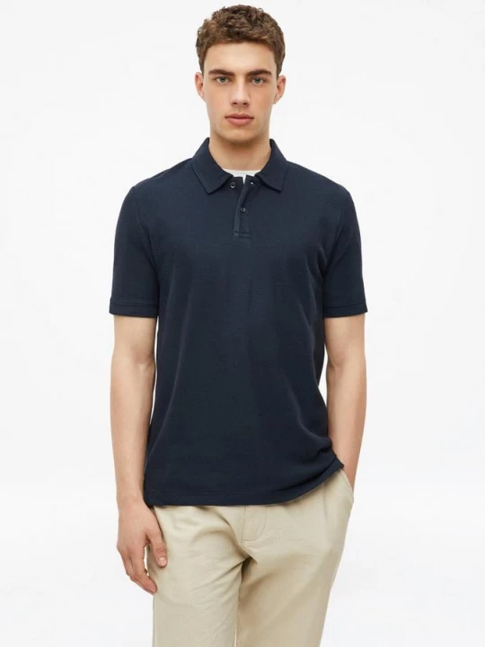 Foto van product Gestructureerde polo met zijsplitten s.Oliver blauw