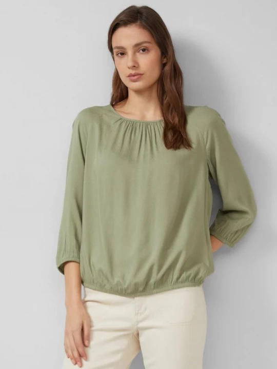 Foto van product Gestructureerde viscose blouse met gerimpelde details s.Oliver olijfgroen