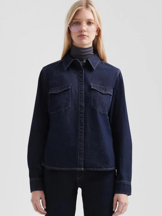 Foto van product Getailleerde denim blouse QS blauw