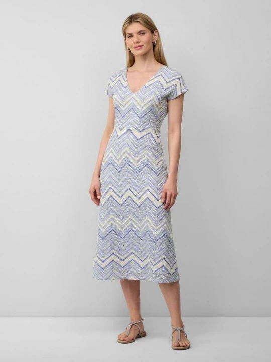 Foto van product Getailleerde midi-jurk van gebreide jersey met V-hals s.Oliver blauw