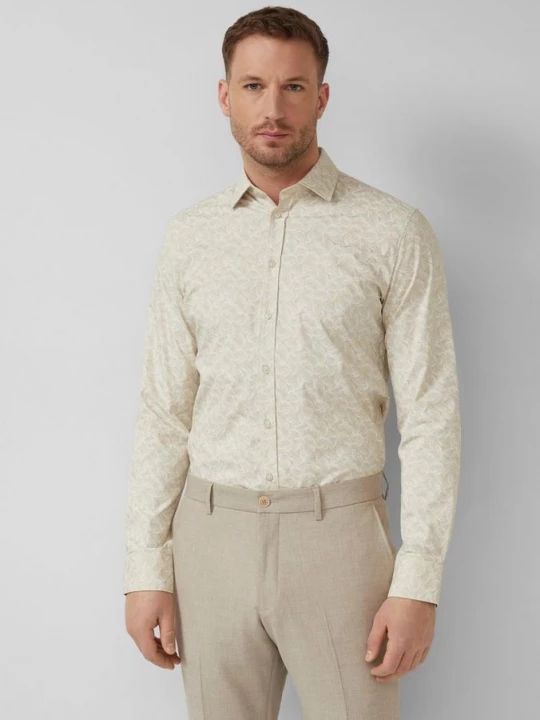 Foto van product Getailleerde pasvorm: gedessineerd overhemd met lange mouwen in comfortstretch s.Oliver beżowy