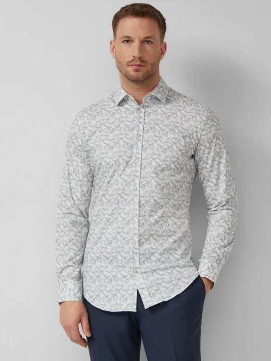 Foto van product Getailleerde pasvorm: gedessineerd overhemd met lange mouwen in comfortstretch s.Oliver wit