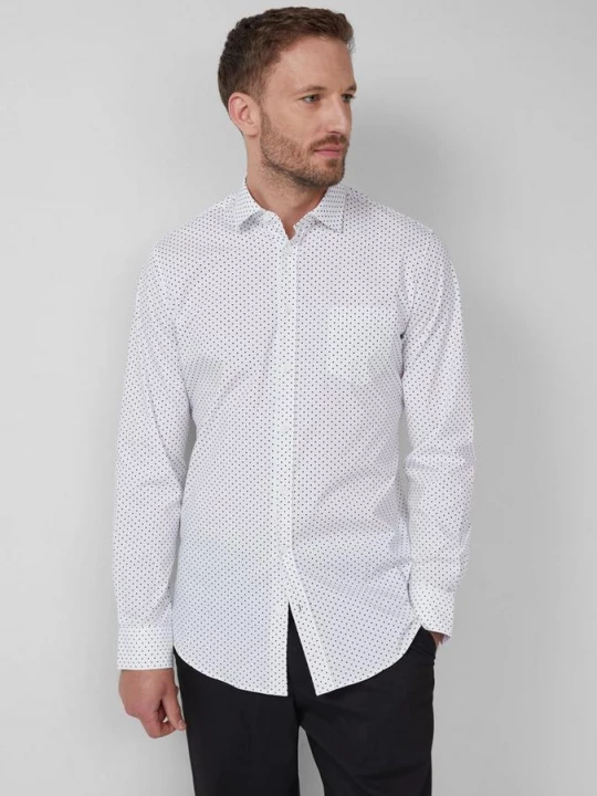 Foto van product Getailleerde pasvorm: shirt met lange mouwen en all-over print s.Oliver wit