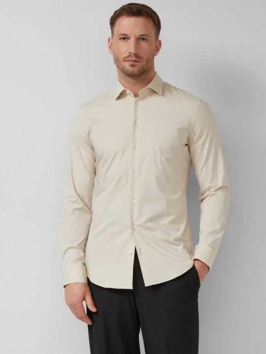 Foto van product Getailleerde pasvorm: shirt met lange mouwen in comfortstretch s.Oliver beżowy