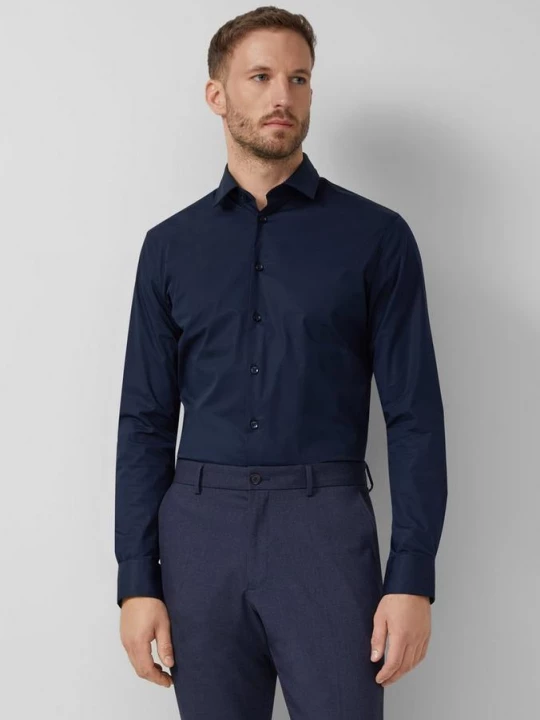 Foto van product Getailleerde pasvorm: shirt met lange mouwen in comfortstretch s.Oliver blauw