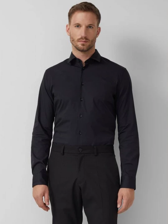 Foto van product Getailleerde pasvorm: shirt met lange mouwen in comfortstretch s.Oliver zwart