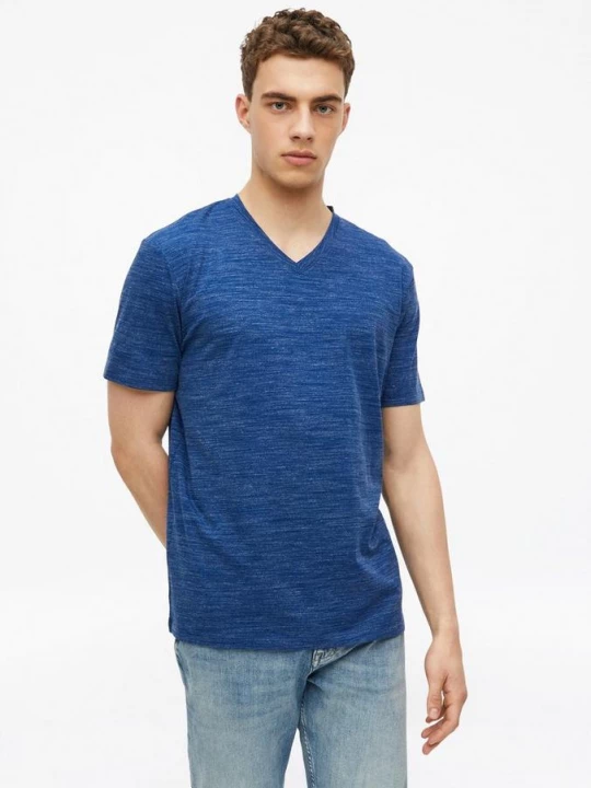 Foto van product Gevlekt T-shirt met V-hals s.Oliver blauw