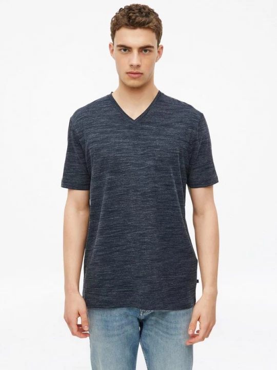 Foto van product Gevlekt T-shirt met V-hals s.Oliver blauw