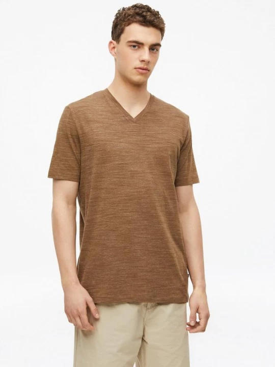 Foto van product Gevlekt T-shirt met V-hals s.Oliver bruin