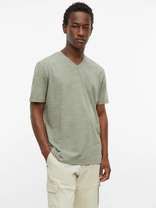 Foto van product Gevlekt T-shirt met V-hals s.Oliver olijfgroen