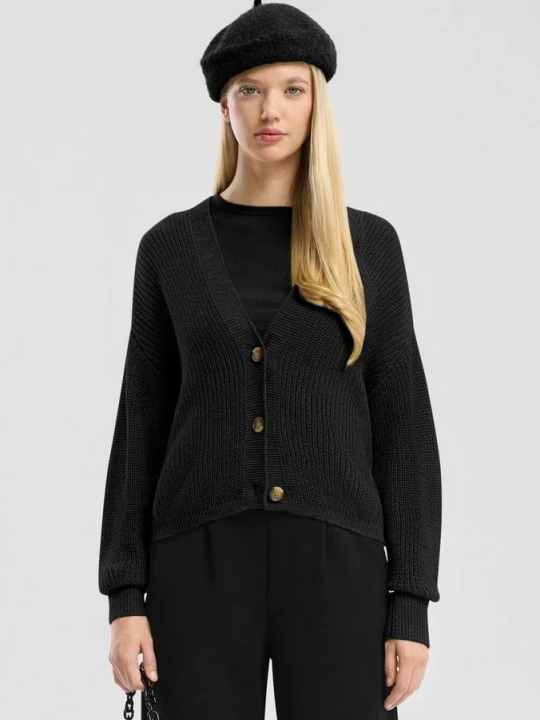 Foto van product Gevlekt vest van katoenmix QS zwart