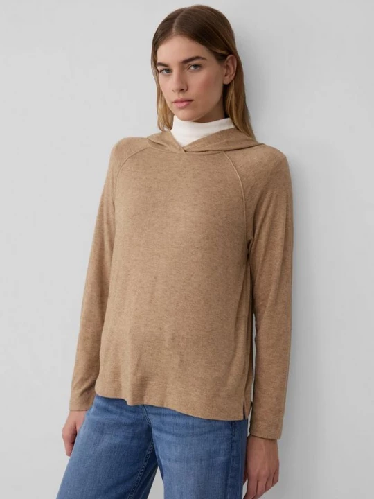 Foto van product Gevlekte stretch jersey longsleeve met capuchon s.Oliver bruin