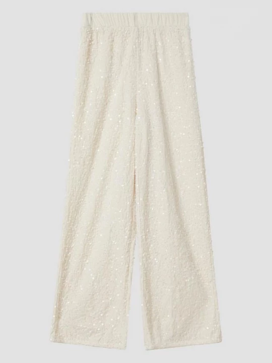 Foto van product Gevoerde fluwelen broek met pailletten s.Oliver crème